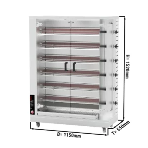 Plynový gril na kurčatá PREMIUM so 6 ražňami pre 30 kurčiat - Š1150xH550xV1520mm