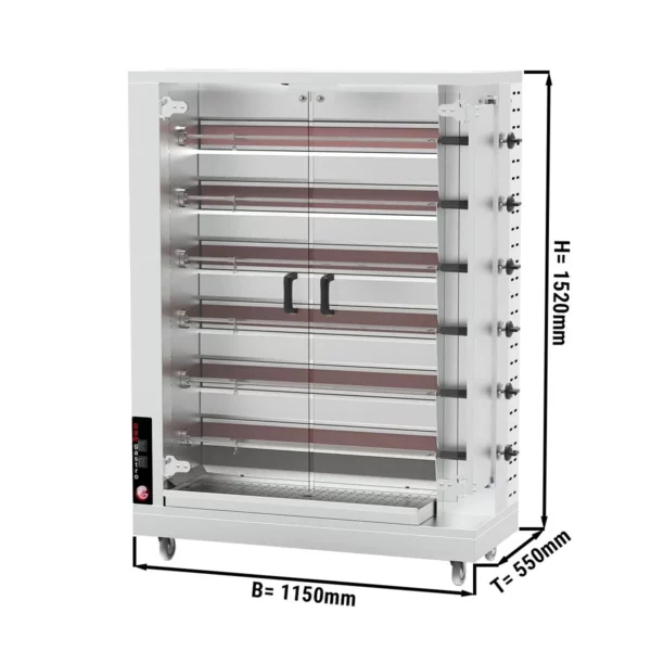 Plynový gril na kurčatá PREMIUM so 6 ražňami pre 30 kurčiat - Š1150xH550xV1520mm