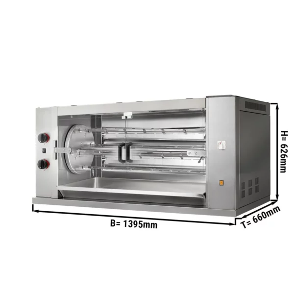 Plynový gril na kurčatá Rotation PREMIUM so 4 ražňami pre 24 kurčiat - 1395 x 660 x 626 mm