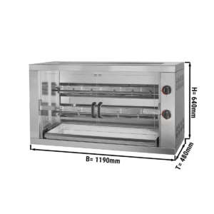 Plynový gril na kurčatá PREMIUM s 2 ražňami pre 12 kurčiat - 1190 x 480 x 640 mm