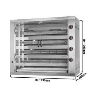 Plynový gril na kurčatá PREMIUM so 4 ražňami pre 24 kurčiat - 1100 x 480 x 1000 mm
