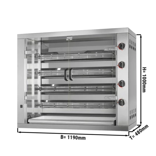 Plynový gril na kurčatá PREMIUM so 4 ražňami pre 24 kurčiat - 1100 x 480 x 1000 mm