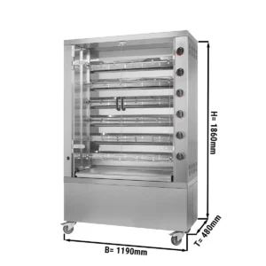 Plynový gril na kurčatá PREMIUM so 6 ražňami pre 36 kurčiat - 1100 x 480 x 1360 mm