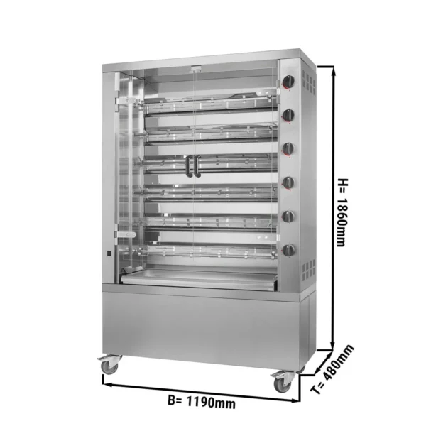 Plynový gril na kurčatá PREMIUM so 6 ražňami pre 36 kurčiat - 1100 x 480 x 1360 mm
