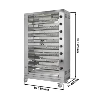 Plynový gril na kurčatá PREMIUM s 8 ražňami pre 48 kurčiat - 1100 x 480 x 1920 mm