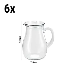 (6 kusov) sklenený džbán/karafa - VILLAGE - 250ml - s uškom