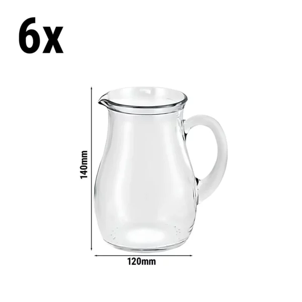 (6 kusov) sklenený džbán/karafa - VILLAGE - 250ml - s uškom
