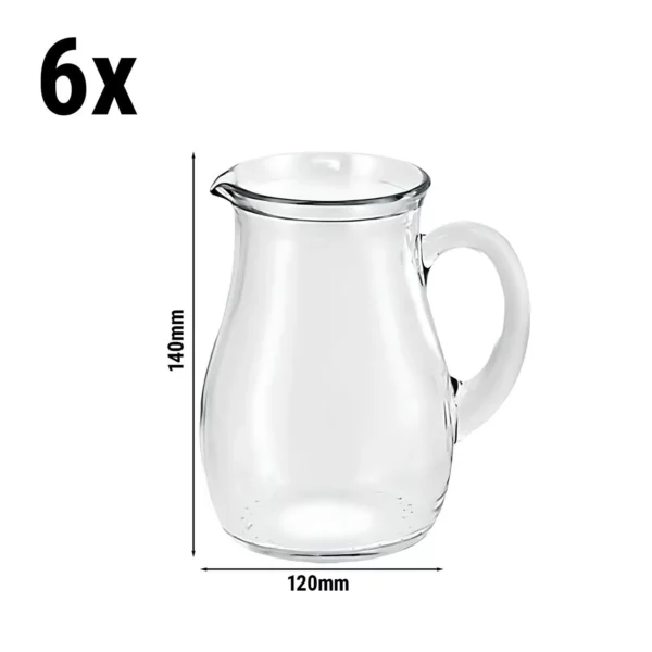 (6 kusov) sklenený džbán/karafa - VILLAGE - 500ml - s uškom