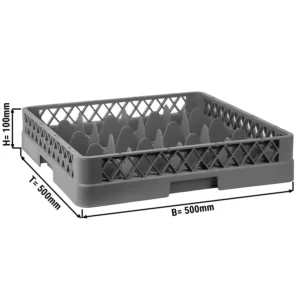 (6 kusov) sklenený košík - 500x500mm - so 16 priehradkami - sivý