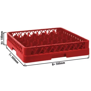 (6 kusov) sklenený košík - 500x500mm - 49 priehradiek - červený