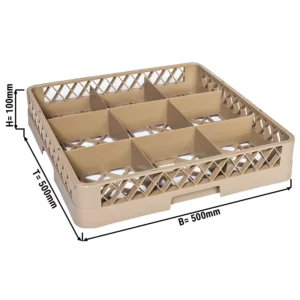 (6 kusov) sklenený košík - 500x500mm - 9 priehradiek - sivý
