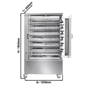 Plynový gril na kurčatá ECO s 11 ražňami pre 66 kurčiat - 1098 x 660 x 1860 mm