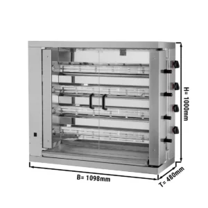 Plynový gril na kurčatá ECO so 4 ražňami pre 24 kurčiat - 1098 x 480 x 1000 mm