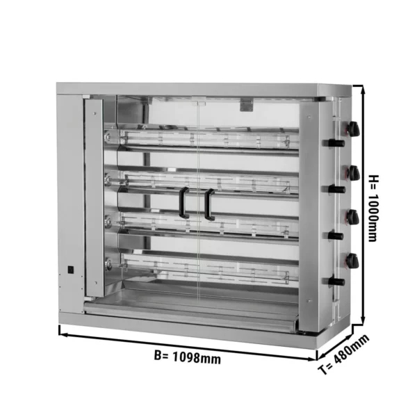 Plynový gril na kurčatá ECO so 4 ražňami pre 24 kurčiat - 1098 x 480 x 1000 mm