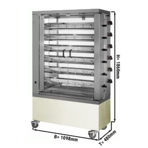 Plynový gril na kurčatá ECO so 6 ražňami pre 36 kurčiat - 1098 x 480 x 1860 mm
