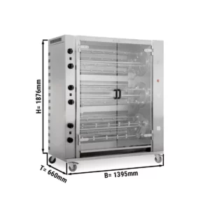 Plynový gril na kurčatá Rotation PREMIUM s 12 ražňami pre 72 kurčiat - 1395 x 660 x 1876 mm