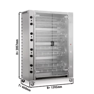 Plynový gril na kurčatá Rotation PREMIUM s 16 ražňami pre 96 kurčiat - 1395 x 660 x 2057 mm