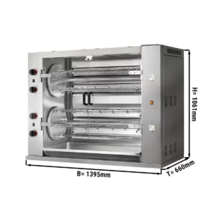 Plynový gril na kurčatá Rotation PREMIUM s 8 ražňami pre 48 kurčiat - 1395 x 660 x 1061 mm