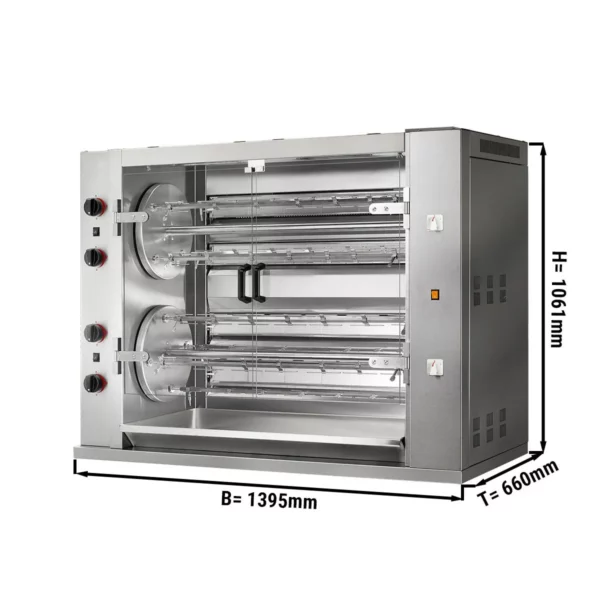 Plynový gril na kurčatá Rotation PREMIUM s 8 ražňami pre 48 kurčiat - 1395 x 660 x 1061 mm