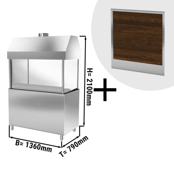 Plynový gril BERLÍN - 1360mm - drevené čelo - čierna žula pracovná doska