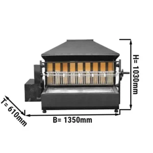 Gril na drevené uhlie s 1 ražňom pre 5 kurčiat - 1350 x 610 x 1030 mm