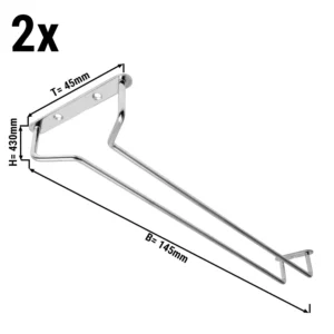 (2 kusy) Sklenená závesná polica - Bar Professional - 30 x 11 cm - strieborná