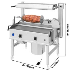 Cag kebab stroj - 14kW - horizontálne - voľne stojace zariadenie