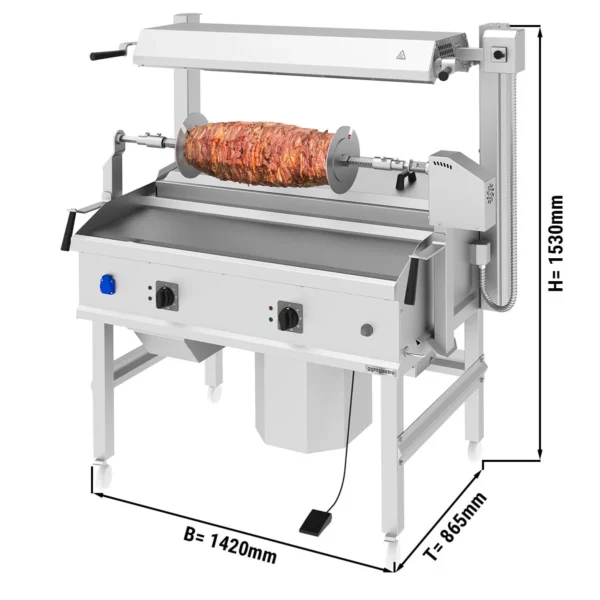 Cag kebab stroj - 14kW - horizontálne - voľne stojace zariadenie
