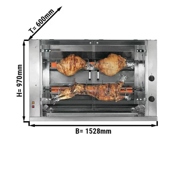 Plynový gril na jahňacie / prasiatka s 2 ražňami - 1528 x 600 x 970 mm