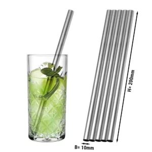 (50 kusov) slamky na pitie z nerezovej ocele - 10 x 200 mm - rovné