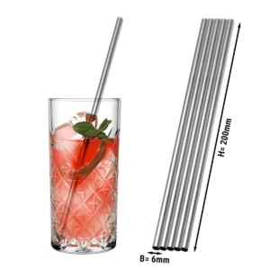 (50 kusov) slamky na pitie z nerezovej ocele - 6 x 200 mm - rovné