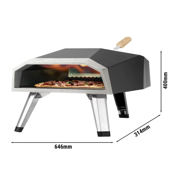 Prenosná pec na pizzu na drevené pelety - hĺbka: 300 mm