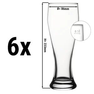 (6 kusov) pohár na pšeničné pivo - BEER SPECIALS - 665 ml - kalibrované na 500 ml