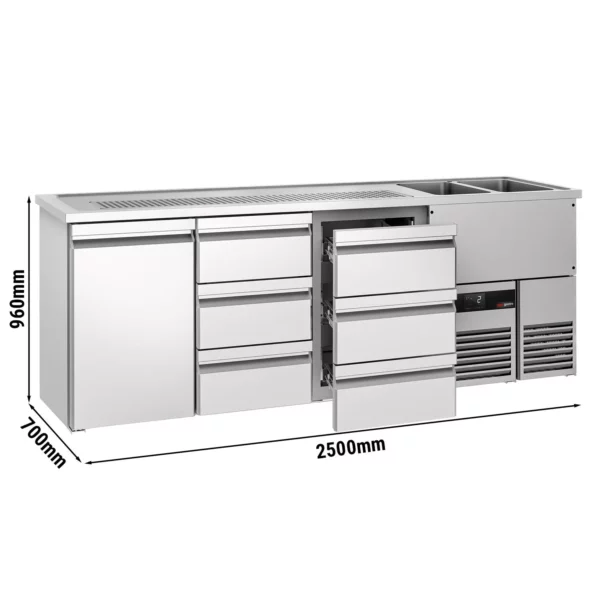 Pivný bar PREMIUM - 2500x700mm - 1 dvierka a 6 zásuviek