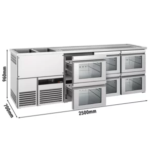 Pivný bar PREMIUM - 2500x700mm - 6 sklenených zásuviek