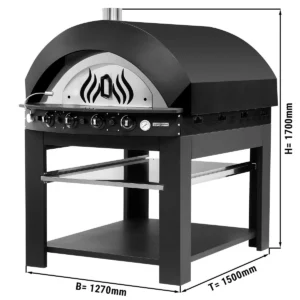Plynová pec na pizzu - čierna - 9x 25cm - manuálna - vrátane základného rámu