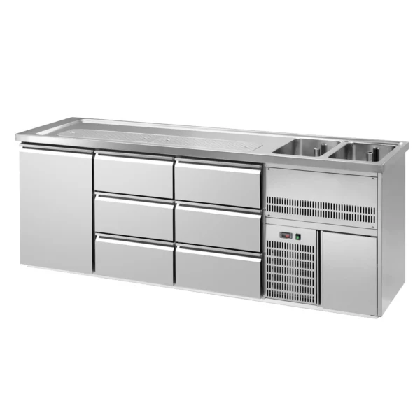 Pivný pult PREMIUM PLUS - 2500x700mm - 1 dvierka a 6 zásuviek - Image 3