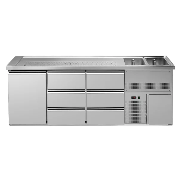 Pivný pult PREMIUM PLUS - 2500x700mm - 1 dvierka a 6 zásuviek - Image 4