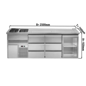 Pivný bar PREMIUM PLUS - 2500 x 700 mm - 1 dvierka a 6 zásuviek