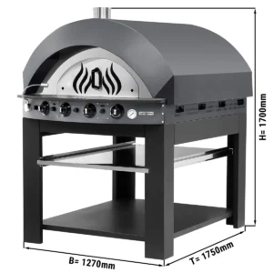 Plynová pec na pizzu - antracit - 9x 25cm - manuálna - vrátane základného rámu