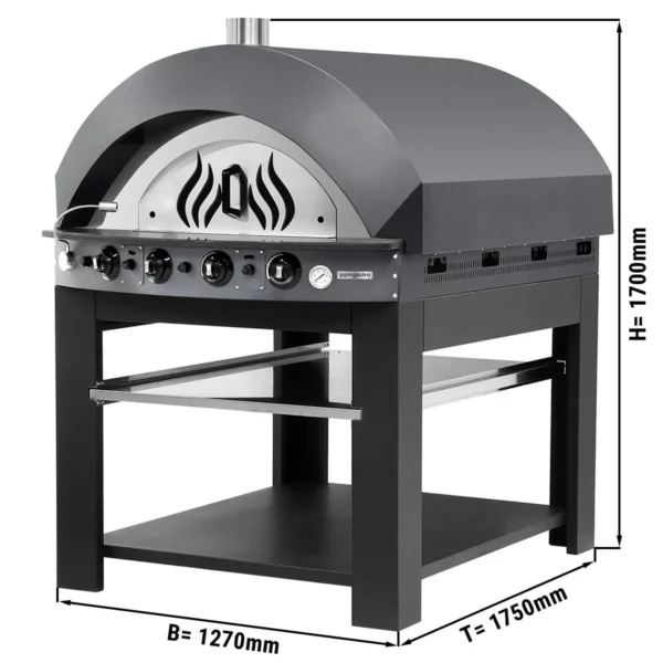 Plynová pec na pizzu - antracit - 9x 25cm - manuálna - vrátane základného rámu