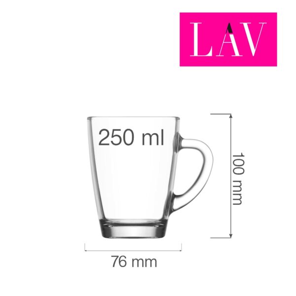 LAV Vega sklenený hrnček na kávu s uškom, 10,25 oz 250 ml