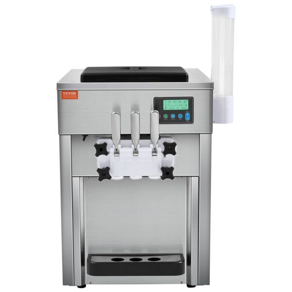 Komerčný výrobník zmrzliny VEVOR, 1800 W, 3 príchute, doska stroja na mäkkú zmrzlinu, 2 x 4 l lievik, 2 x 1,8 l valec - Image 3