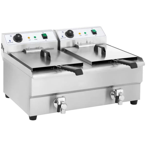 Fritéza - dvojitá - elektrická - 2 x 16 litrov - s vypúšťacím kohútikom - Image 8