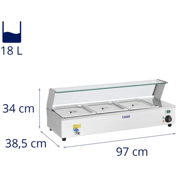 Bain Marie - 3 x GN - 1/2 - vypúšťací kohútik - Image 8