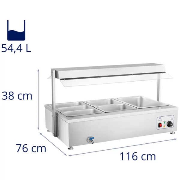 Bain Marie - 6 GN - s nadstavcom na mäso a vypúšťacím kohútikom - Image 9