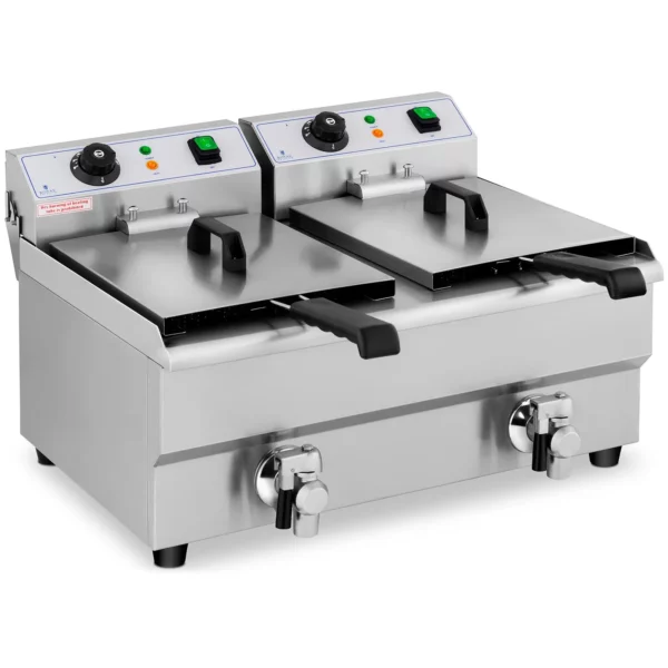 Fritéza - elektrická - 2 x 10 l - vypúšťacie kohútiky - 230 V - Image 3