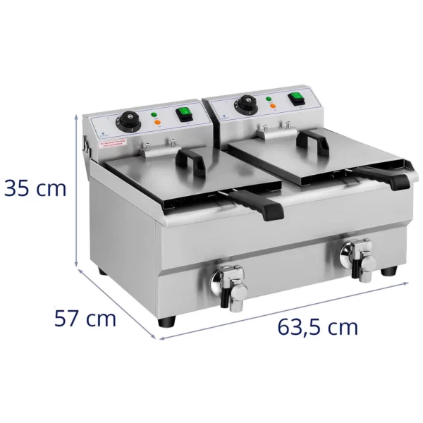Fritéza - elektrická - 2 x 10 l - vypúšťacie kohútiky - 230 V - Image 8