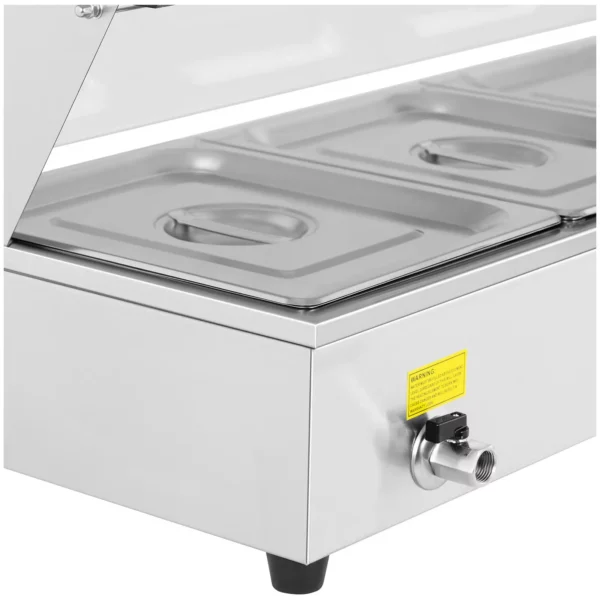 Bain Marie - vrátane 4 gastronádob 1/2 - vypúšťací kohútik - krycie sklo - Image 3