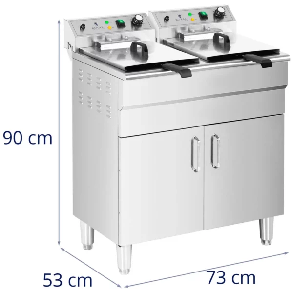 Dvojitá elektrická fritéza - 26 l - 10 000 W - vypúšťací kohút - studená zóna - spodná skrinka - Image 11